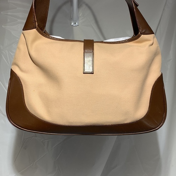 Gucci Vintage Blush Canvas & Brown Leather Jackie Leather & Canvas Shoulder Bag - Picture 5 of 15
